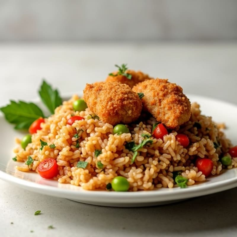 Crispy Chicken and Fresh Vegetable Fried Rice