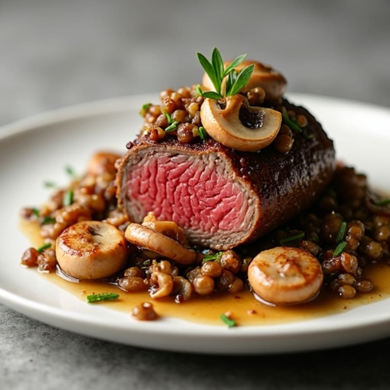 Roasted Beef Tenderloin with Savory Mushroom Duxelles