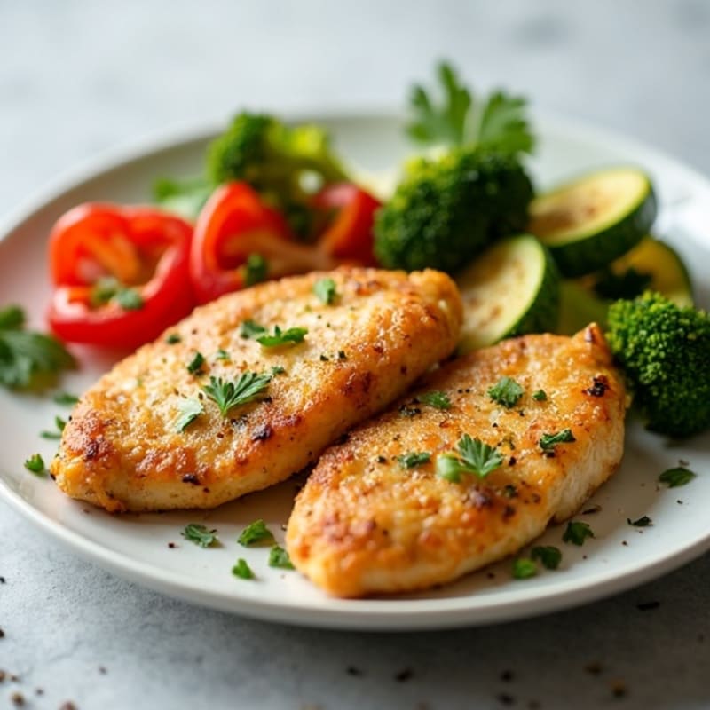 Crispy Lemon-Herb Chicken Tenderloins with Roasted Vegetables