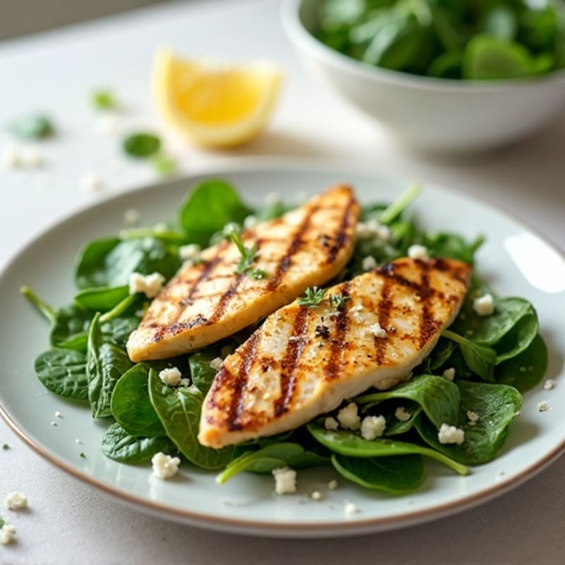 Grilled Chicken and Spinach Salad with Lemon Vinaigrette