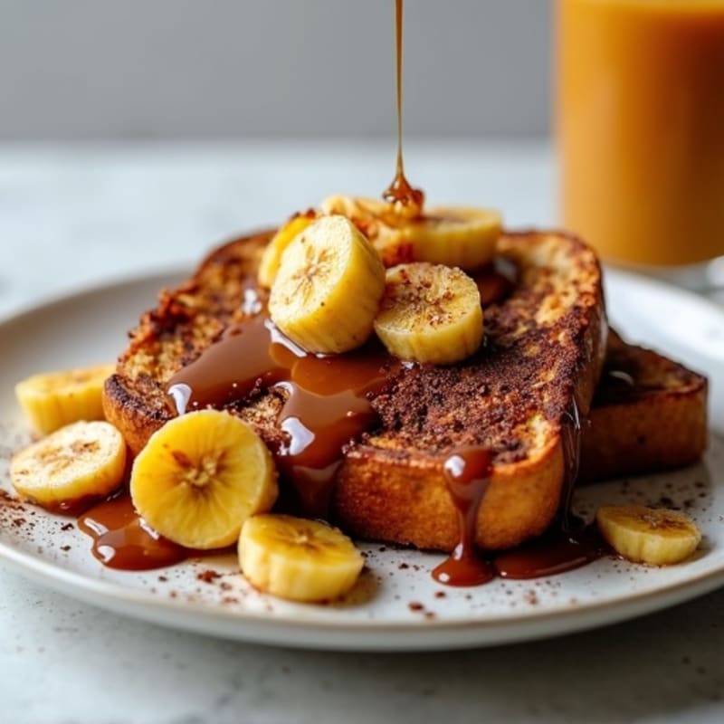 Caramelized Banana French Toast with Chocolate Hazelnut Drizzle