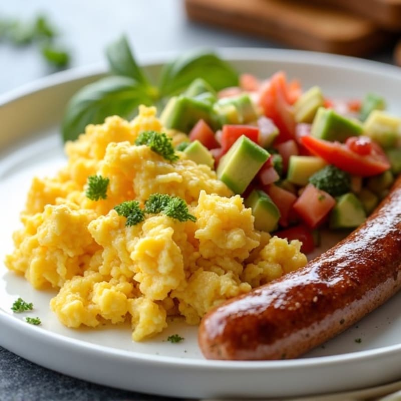 Scrambled Egg Whites with Turkey Sausage and Fresh Salsa