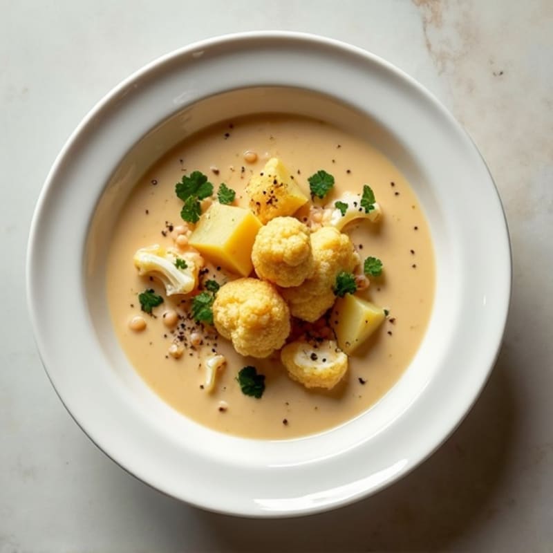 Creamy Roasted Potato and Cauliflower Soup