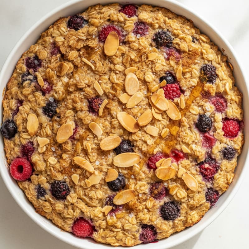 Baked Berry Oatmeal with Toasted Almonds
