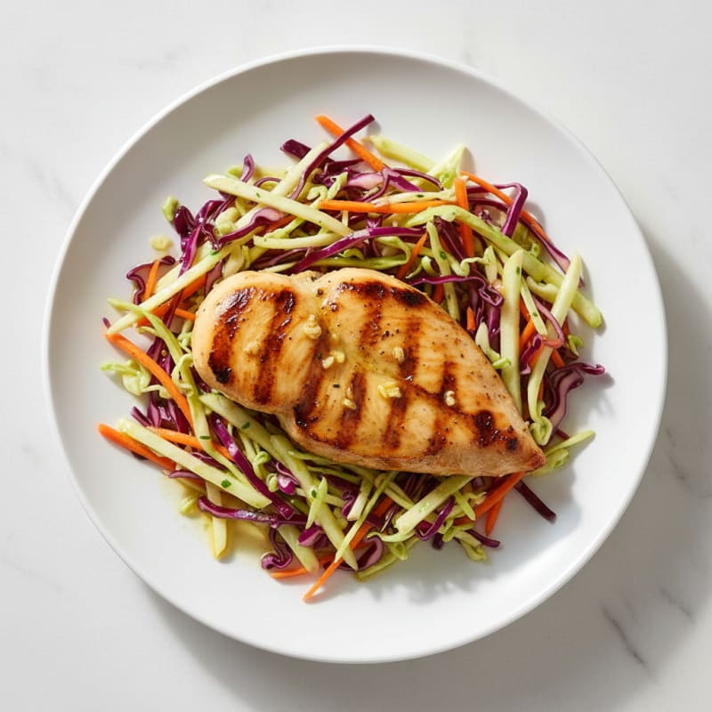Grilled Chicken Breast with Crunchy Cabbage Slaw