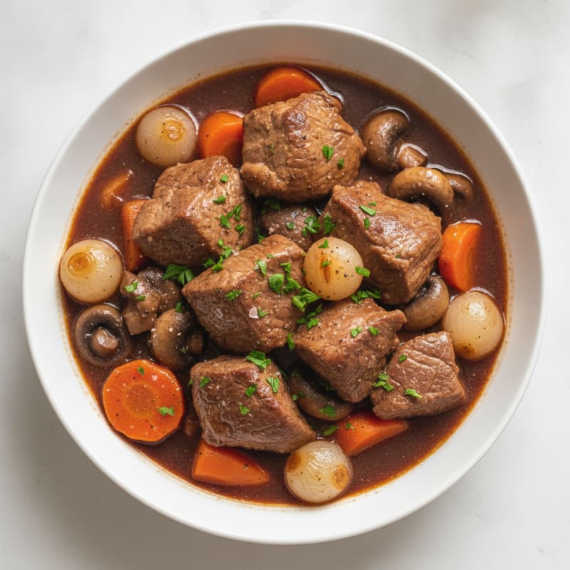 Classic Beef Bourguignon with Pearl Onions