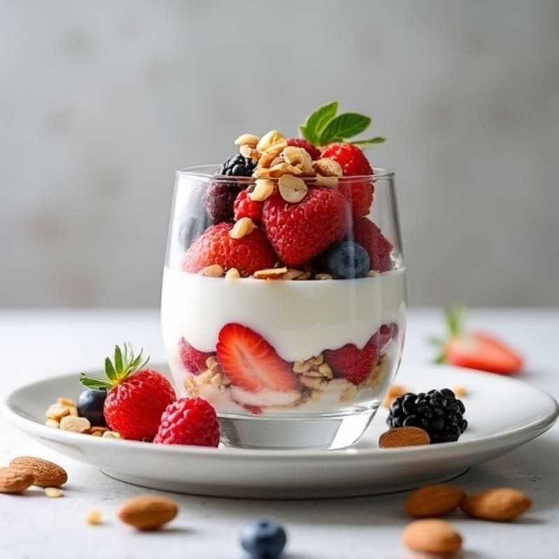 Greek Yogurt Protein Parfait with Berries and Almonds