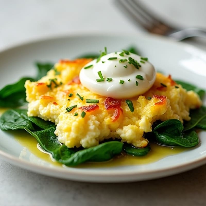 Egg White and Spinach Scramble with Cottage Cheese