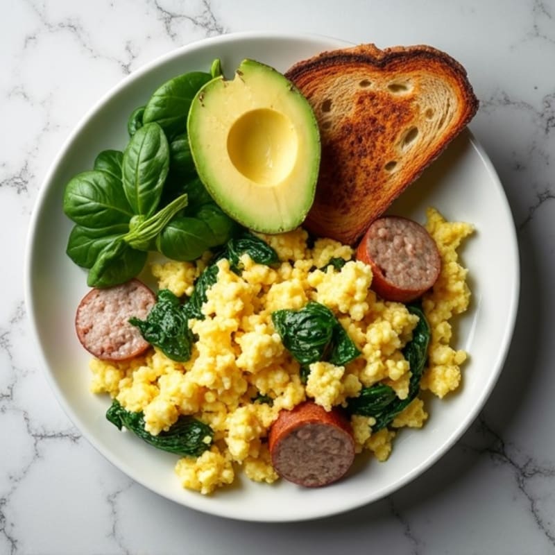Egg White Scramble with Spinach and Turkey Sausage