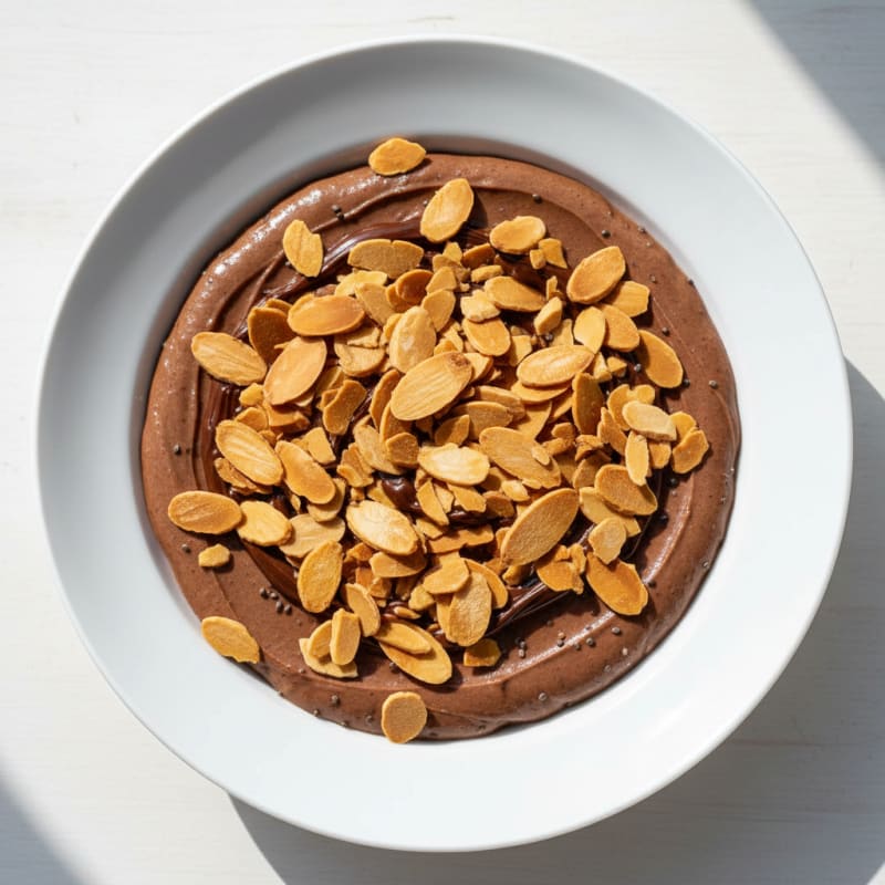 Silky Chocolate Protein Pudding with Toasted Almonds