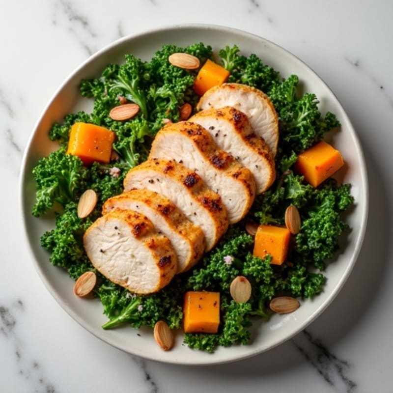 Roasted Chicken and Butternut Squash Kale Salad