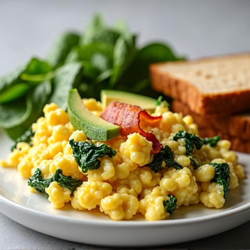 Egg White Scramble with Spinach and Turkey Bacon