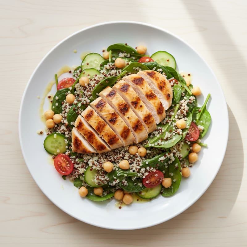 Grilled Chicken Breast with Quinoa Spinach Salad