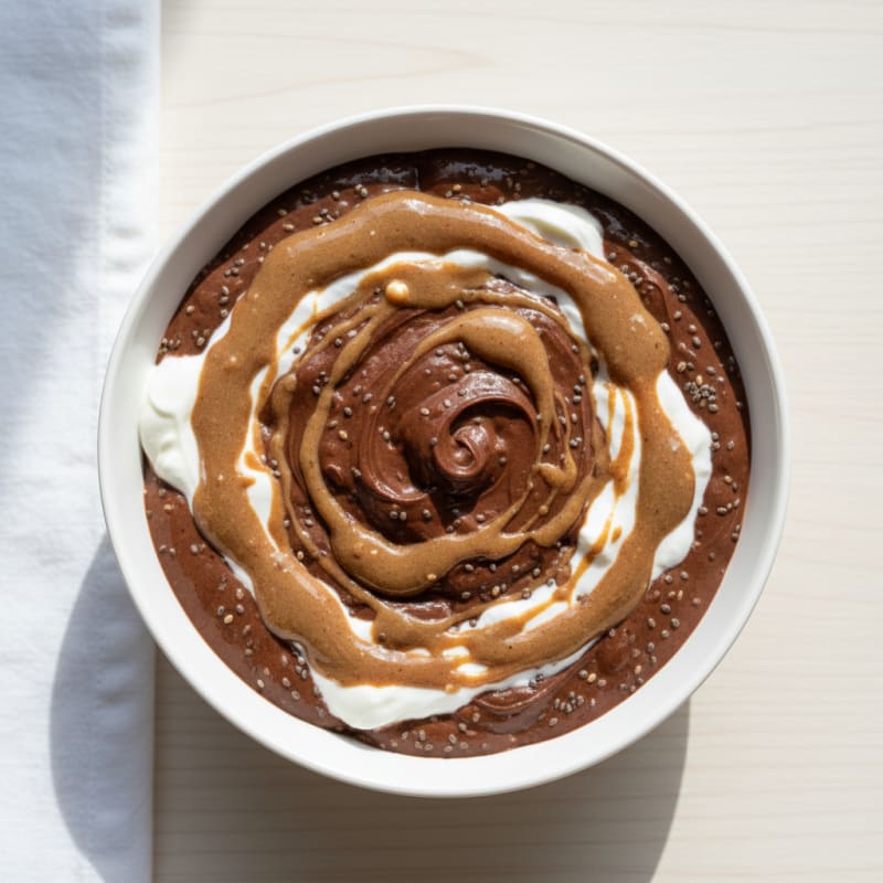 Silky Chocolate Protein Pudding with Greek Yogurt and Almond Butter