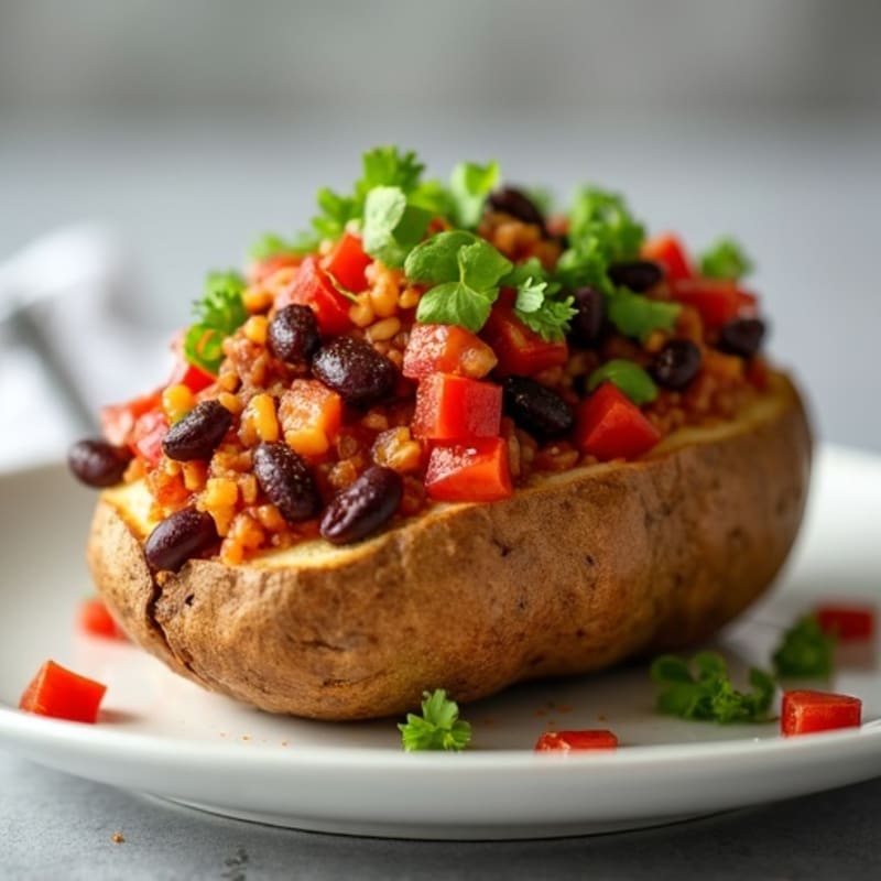 Hearty Turkey Chili Stuffed Baked Potato