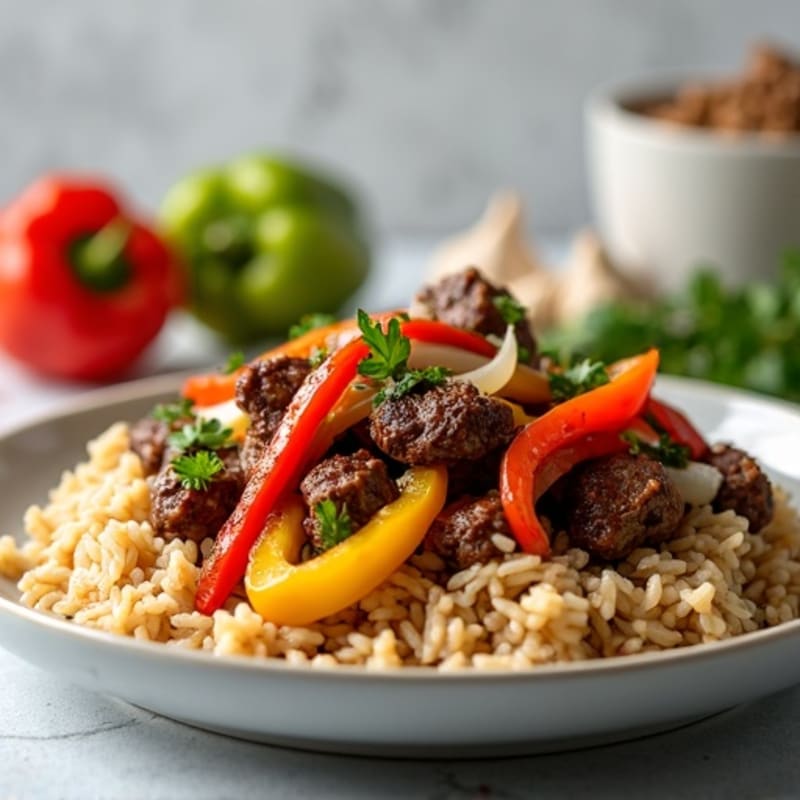 Lean Beef Stir-Fry with Bell Peppers and Brown Rice