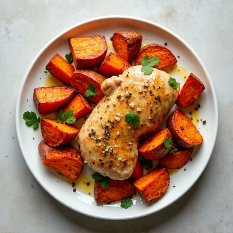 Sheet Pan Chicken and Roasted Sweet Potatoes