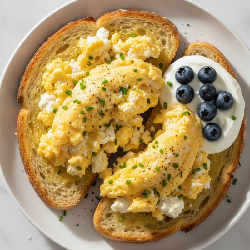 Eggs and Cottage Cheese Sourdough Toast