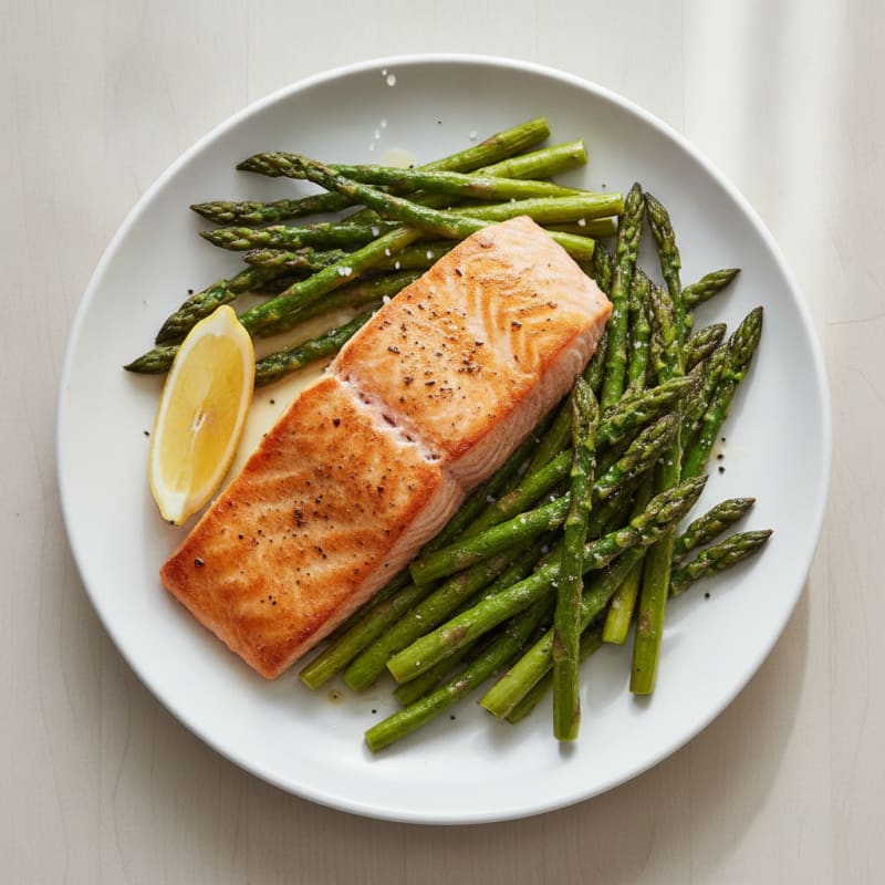 Pan-Seared Salmon with Roasted Asparagus