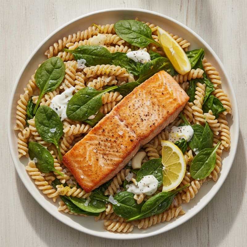 Pan-Seared Salmon with Lemon-Dill Pasta