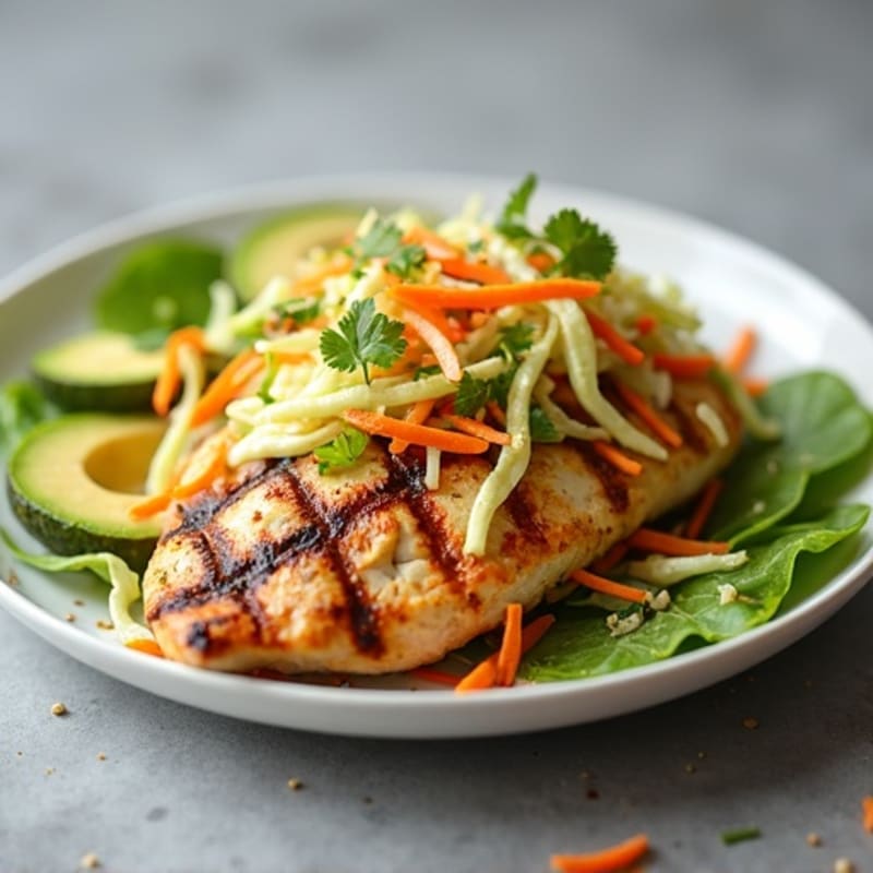 Grilled Chicken Breast with Crunchy Cabbage Slaw