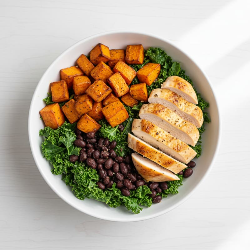 Chicken and Roasted Sweet Potato Power Bowl