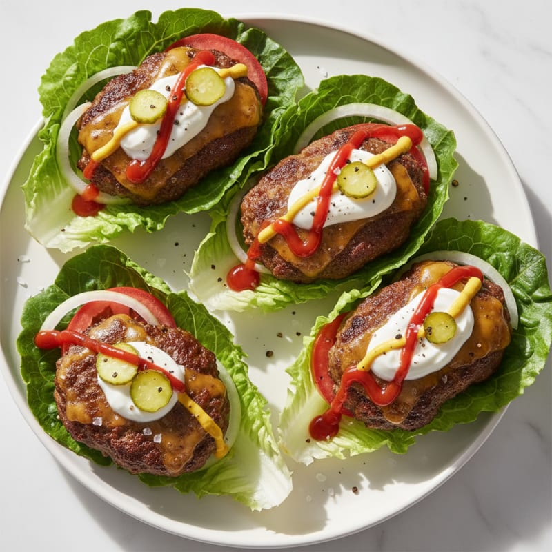 Protein-Style Cheeseburger Lettuce Wraps