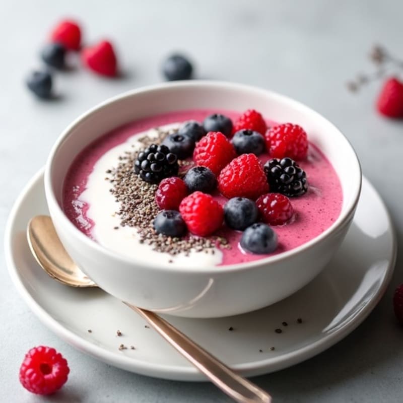 Silky Protein Yogurt Bowl with Mixed Berries