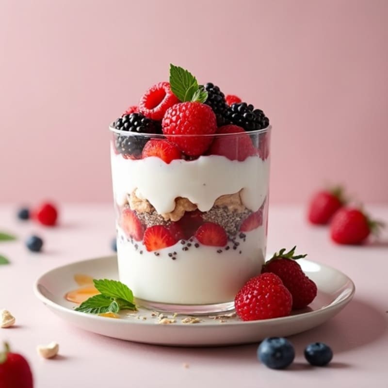 Creamy Greek Yogurt Parfait with Mixed Berries and Almond Butter