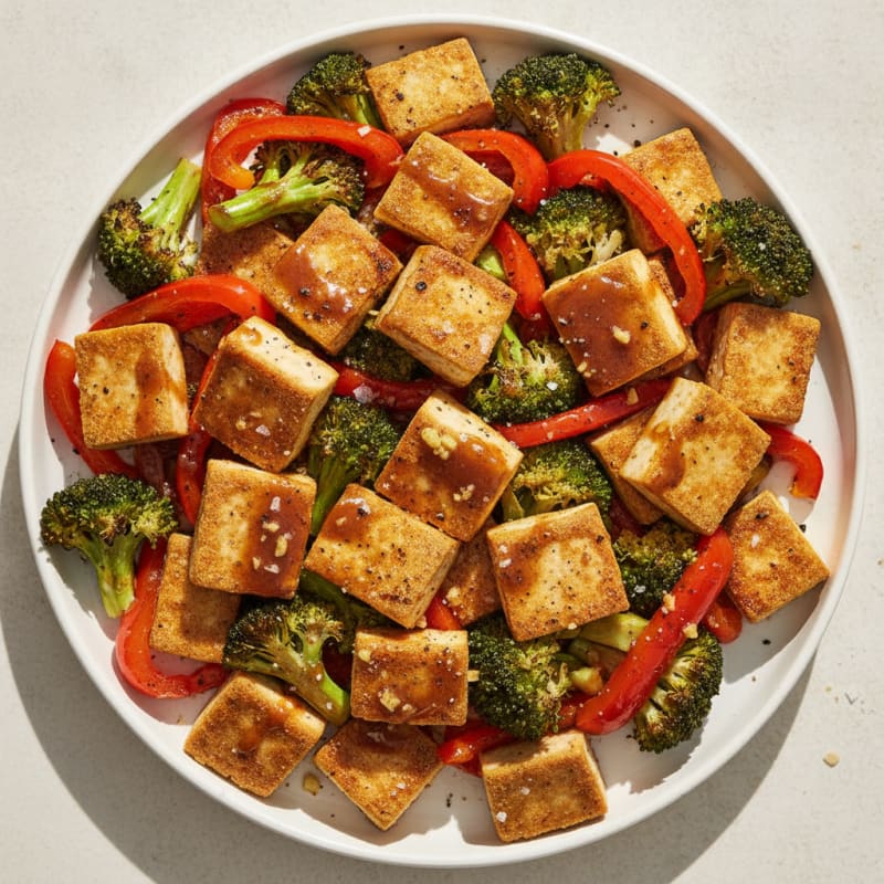 Pan-Seared Tofu with Roasted Vegetables