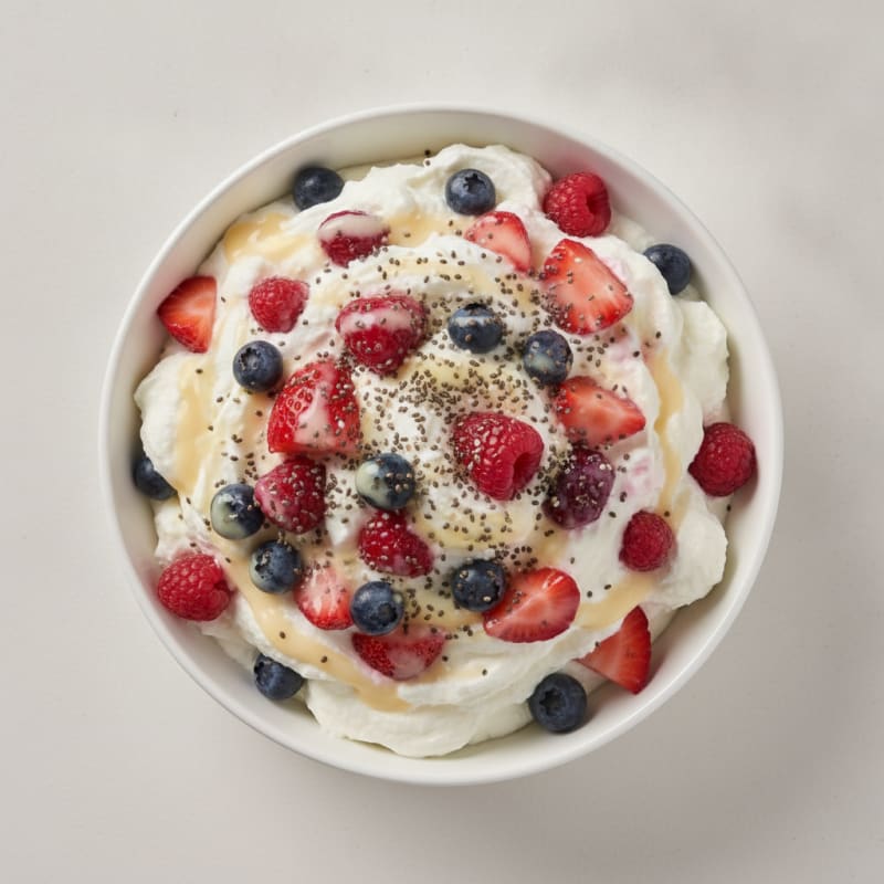 Greek Yogurt Protein Mousse with Mixed Berries