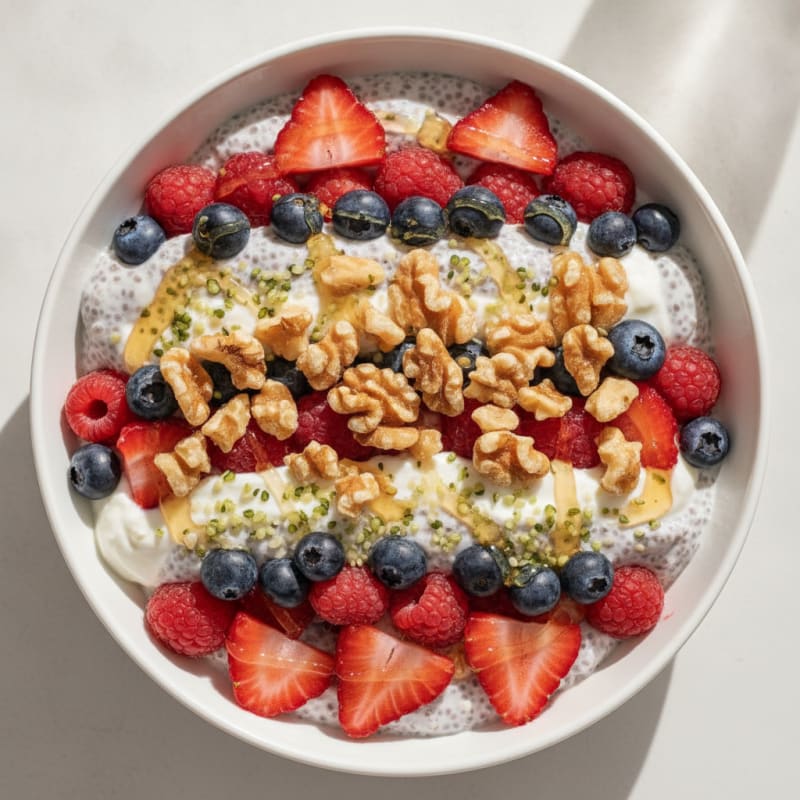 Creamy Greek Yogurt Parfait with Chia Seeds and Mixed Berries