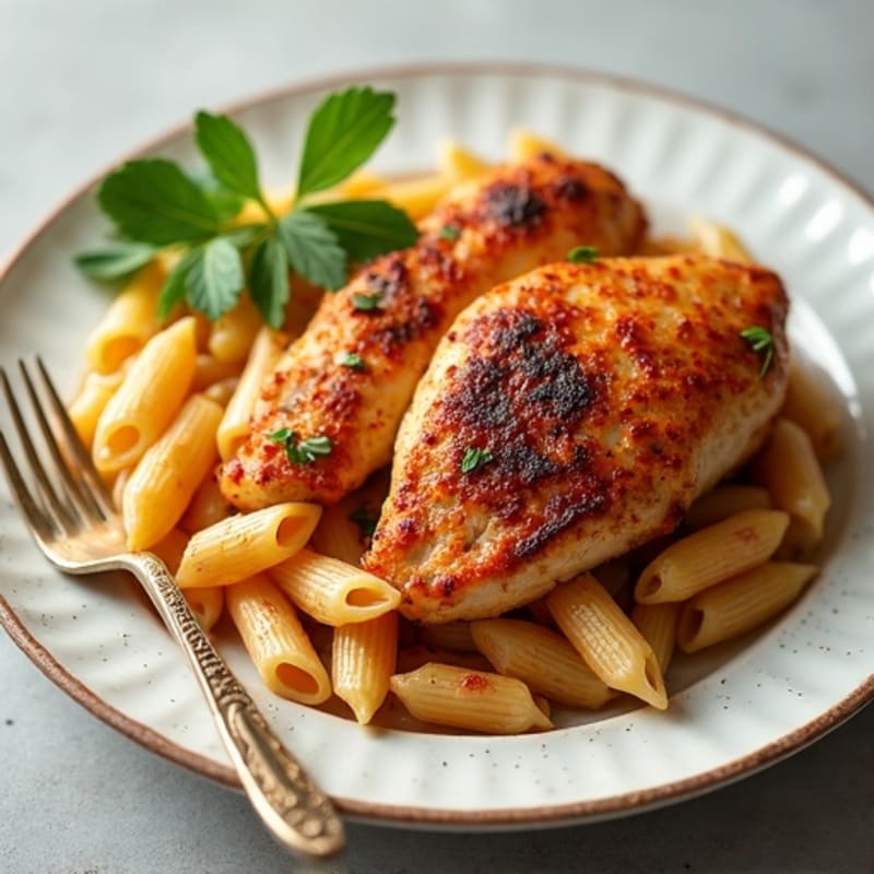 Spicy Blackened Chicken with Creamy Whole Wheat Pasta