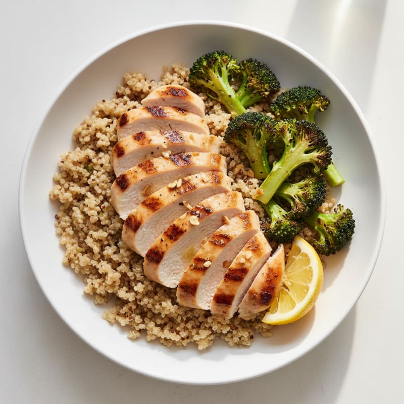 Grilled Chicken and Quinoa Power Bowl with Roasted Broccoli