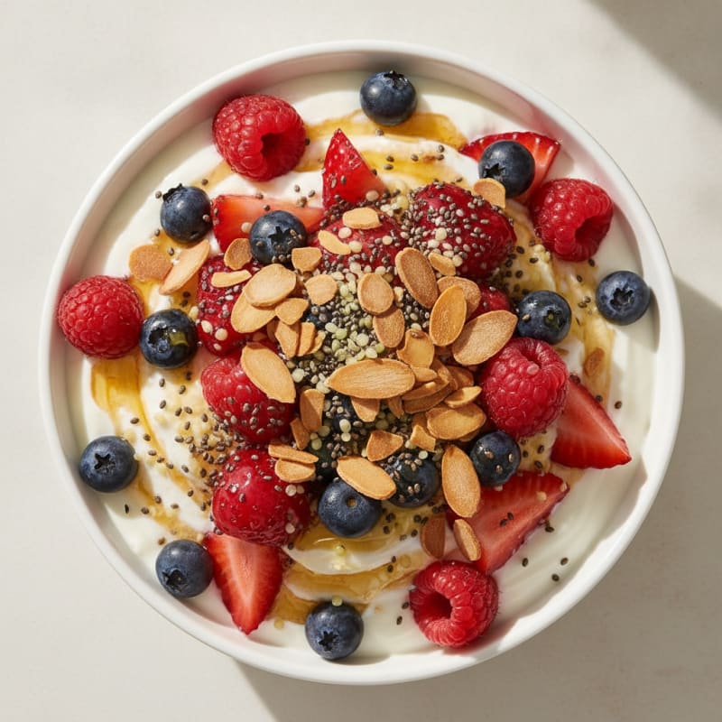 Greek Yogurt Protein Parfait with Mixed Berries