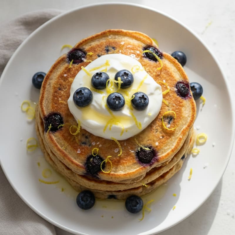 Blueberry Ricotta Pancakes with Lemon Zest