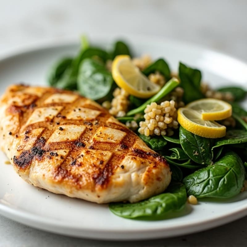 Grilled Chicken Breast with Spinach Quinoa Salad