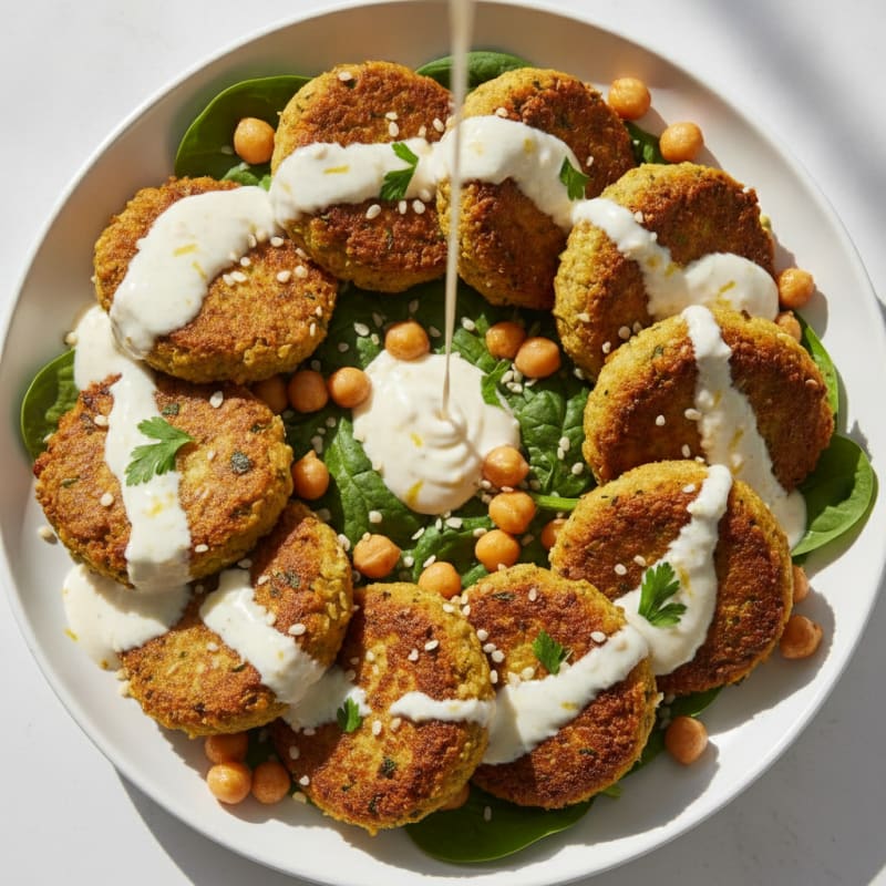 Crispy Falafel with Lemon-Tahini Drizzle
