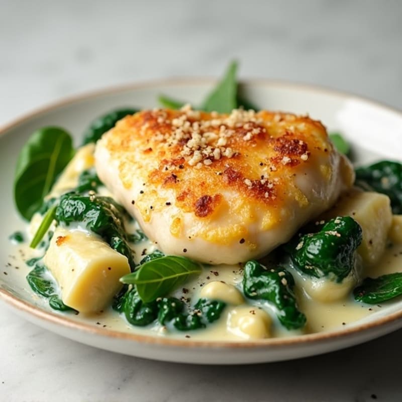 Creamy Spinach Artichoke Chicken Bake