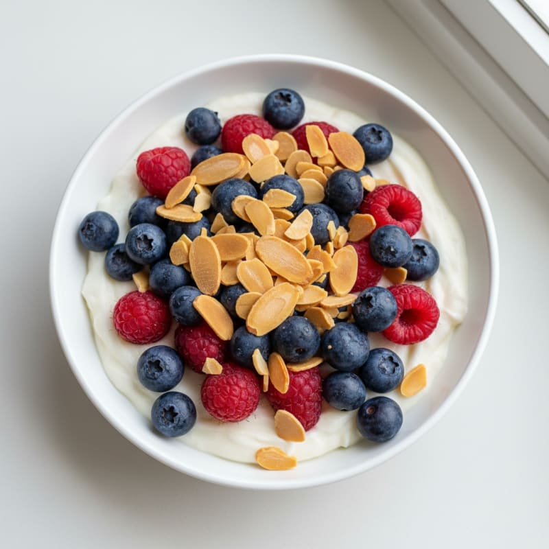 Creamy Greek Yogurt Protein Parfait with Mixed Berries and Almonds