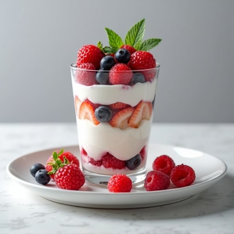 Greek Yogurt Protein Parfait with Mixed Berries and Almonds