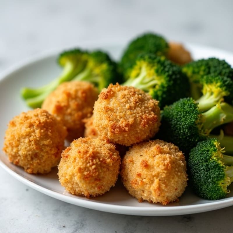 Crispy Baked Chicken Bites with Roasted Broccoli