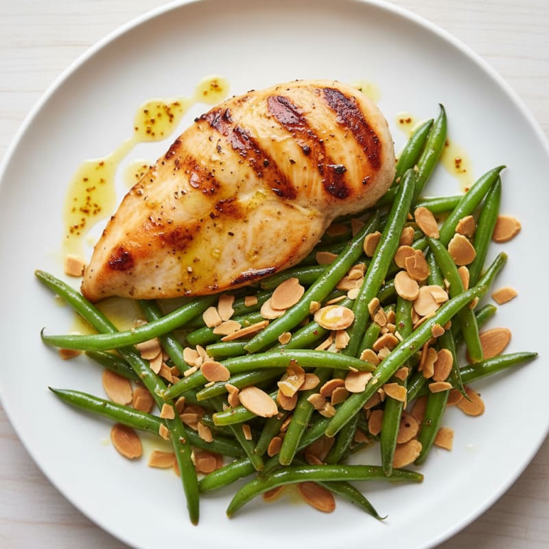 Grilled Chicken Breast with Crunchy Green Bean Salad