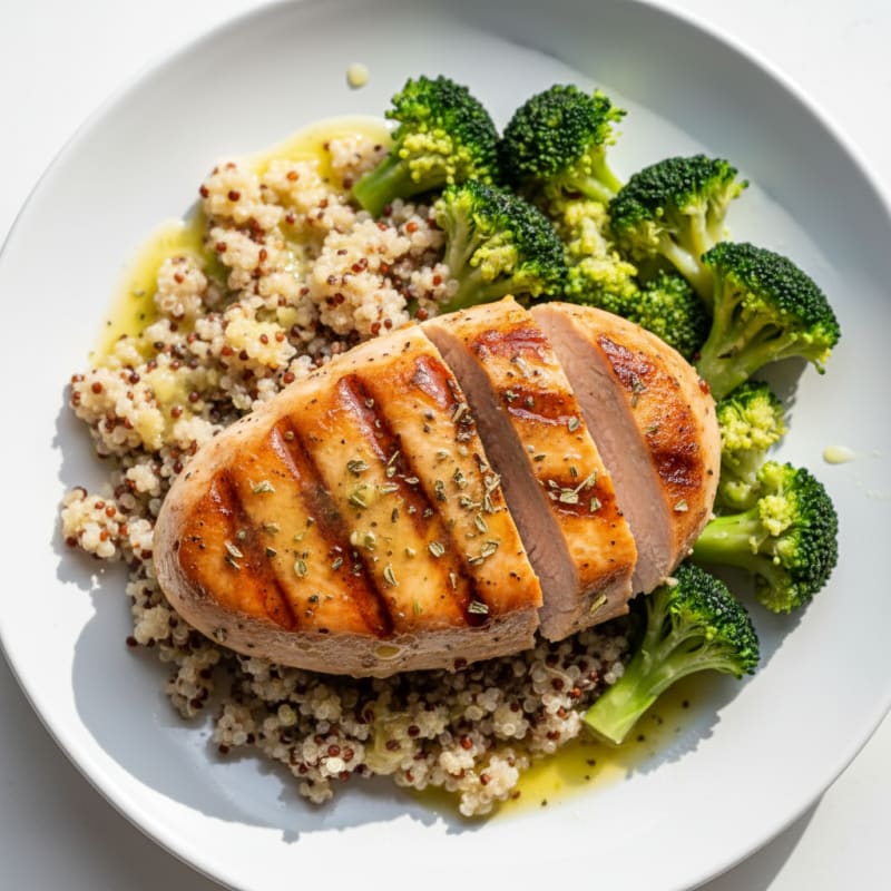Grilled Turkey Breast with Quinoa and Steamed Broccoli