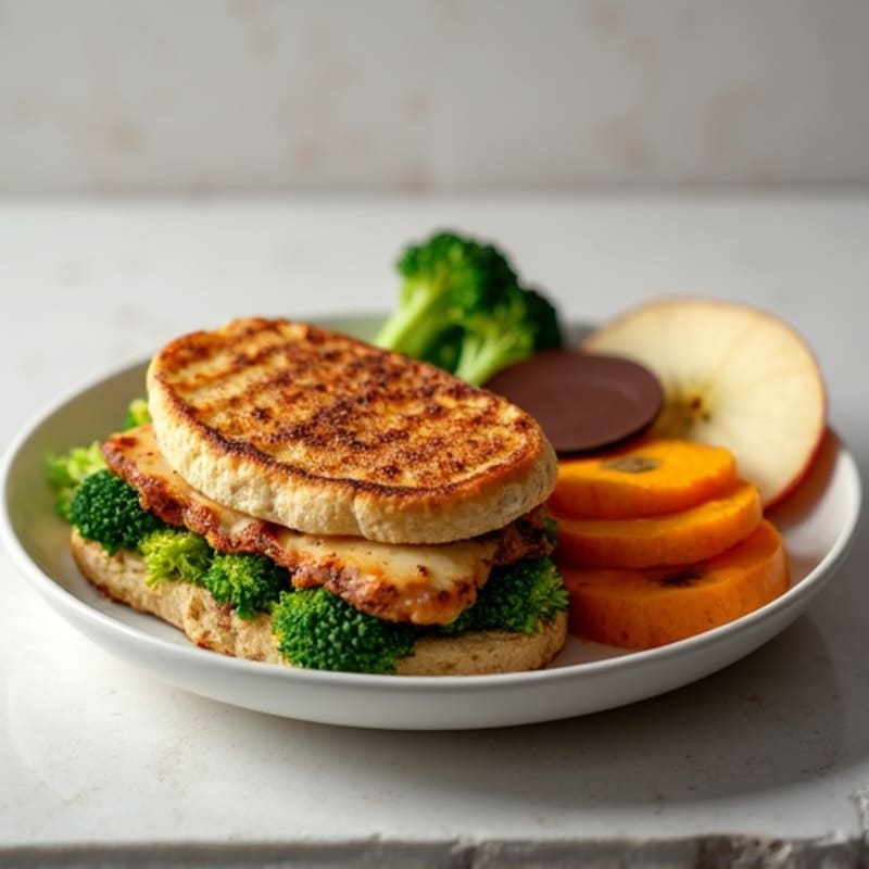Grilled Chicken Breast with Roasted Sweet Potato and Steamed Broccoli