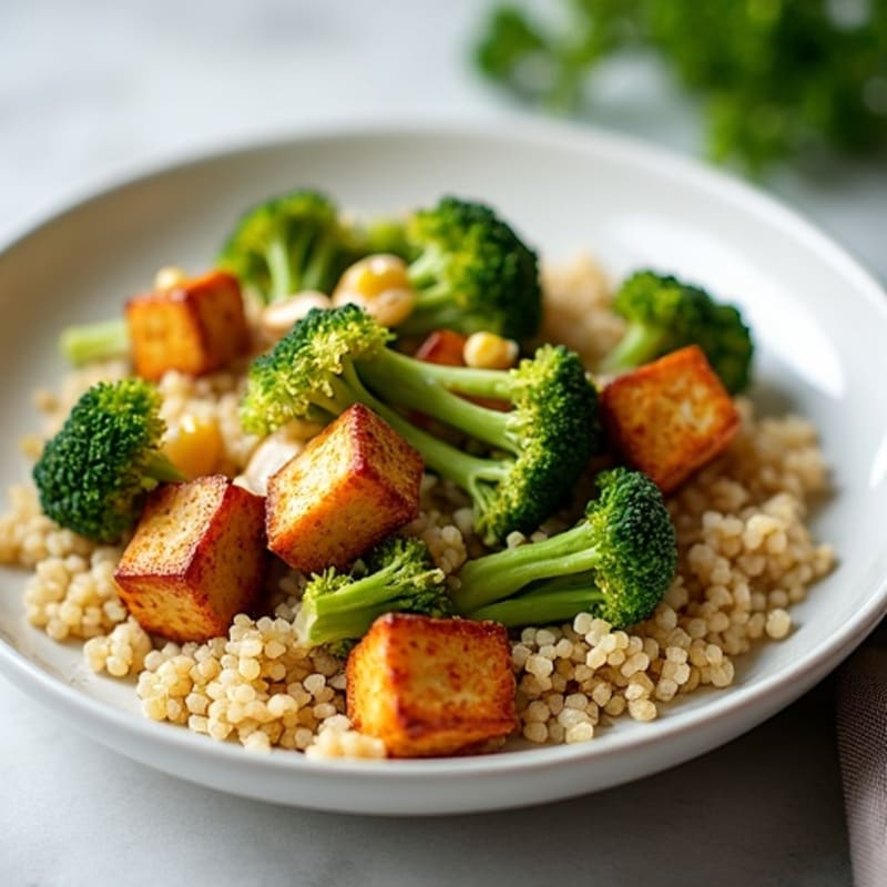 Crispy Tofu Stir Fry with Broccoli and Quinoa