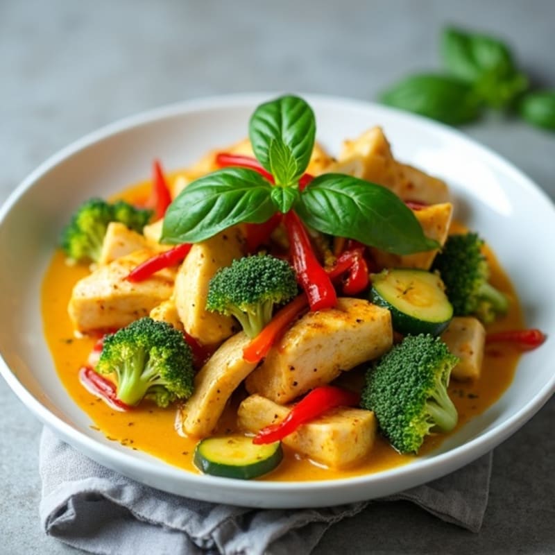 Fragrant Coconut Green Curry Chicken with Crisp Vegetables