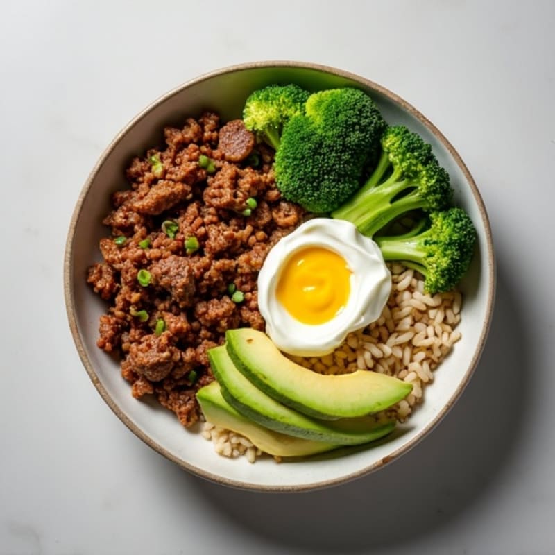 Lean Ground Beef Protein Bowl with Creamy Special Sauce