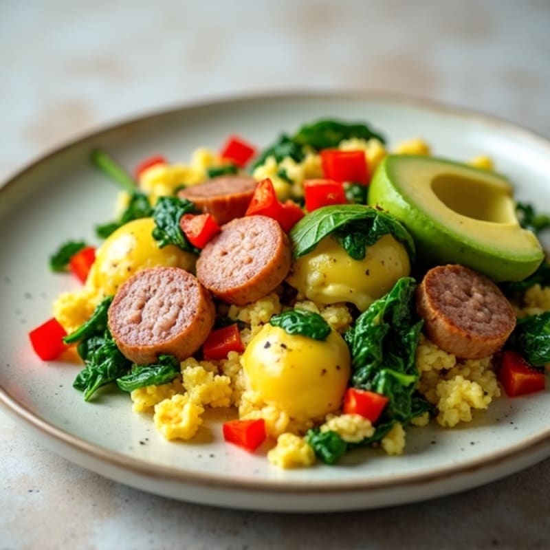 Egg White and Turkey Sausage Scramble with Spinach