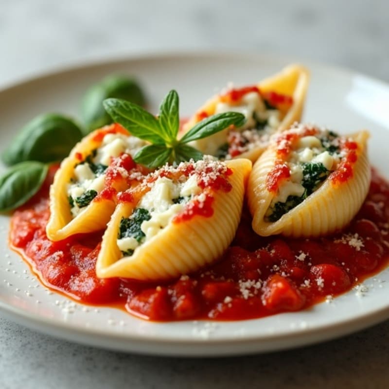 Creamy Ricotta-Spinach Stuffed Pasta Shells